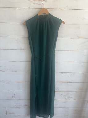 Massimo Dutti Green Sleeveless Mock Neck Maxi Dress Size 2